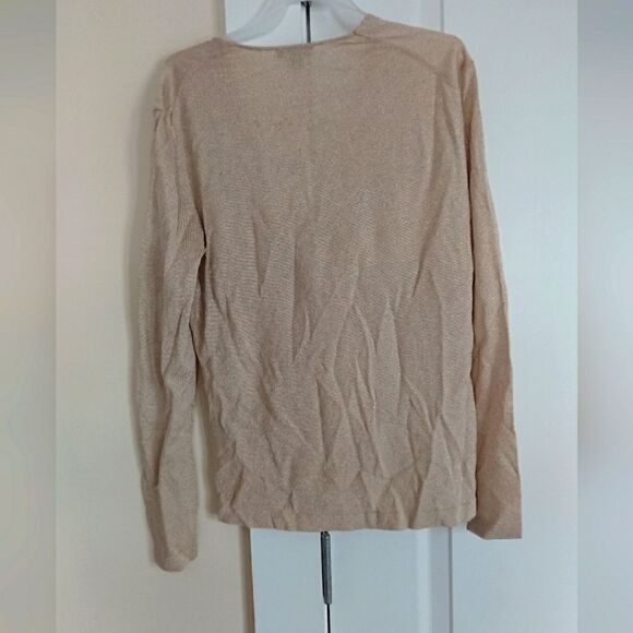 Lafayette 148 gold tone V neck knotted top size M - Picture 3 of 13